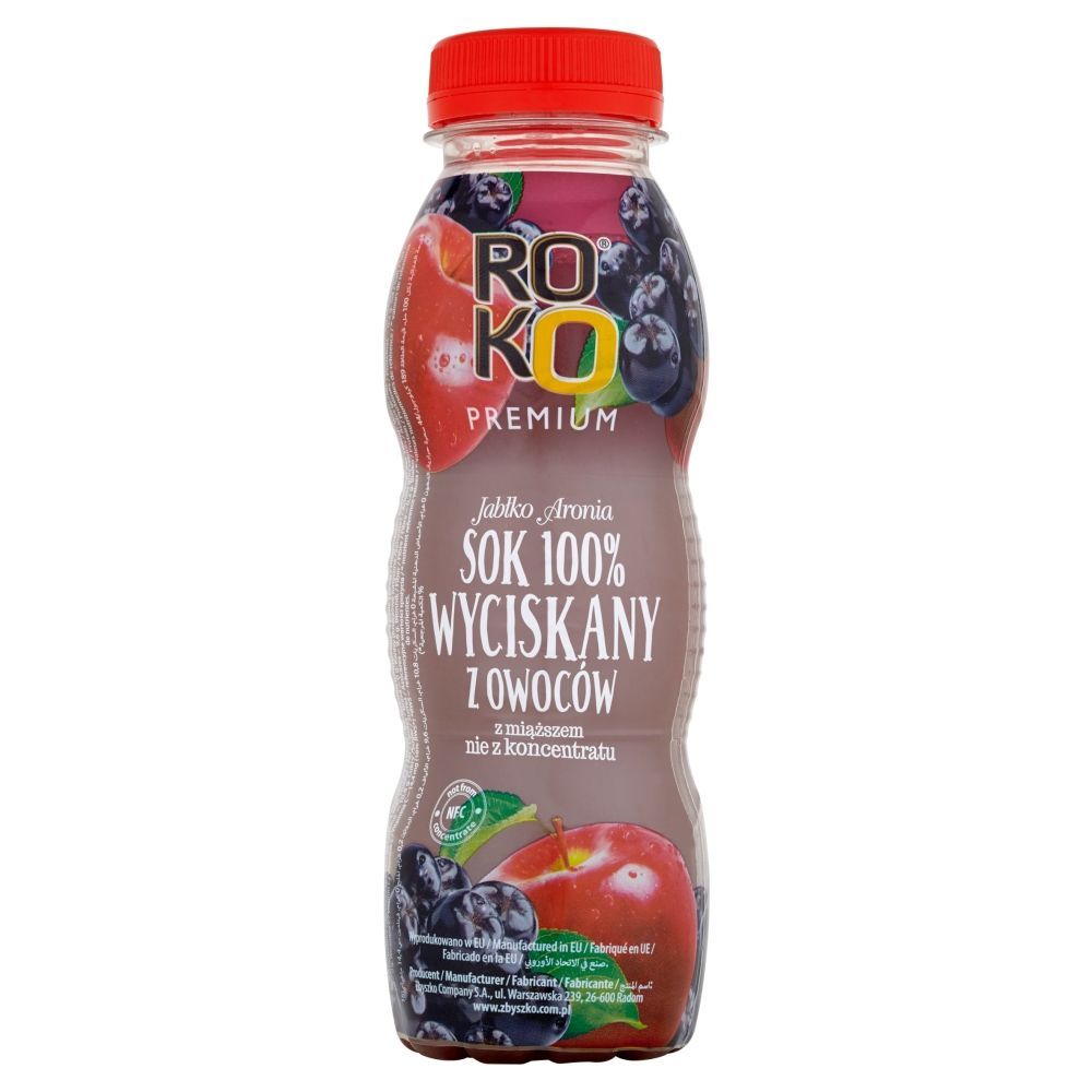 ROKO Premium Jabłko Aronia Sok 100% wyciskany z owoców 300 ml