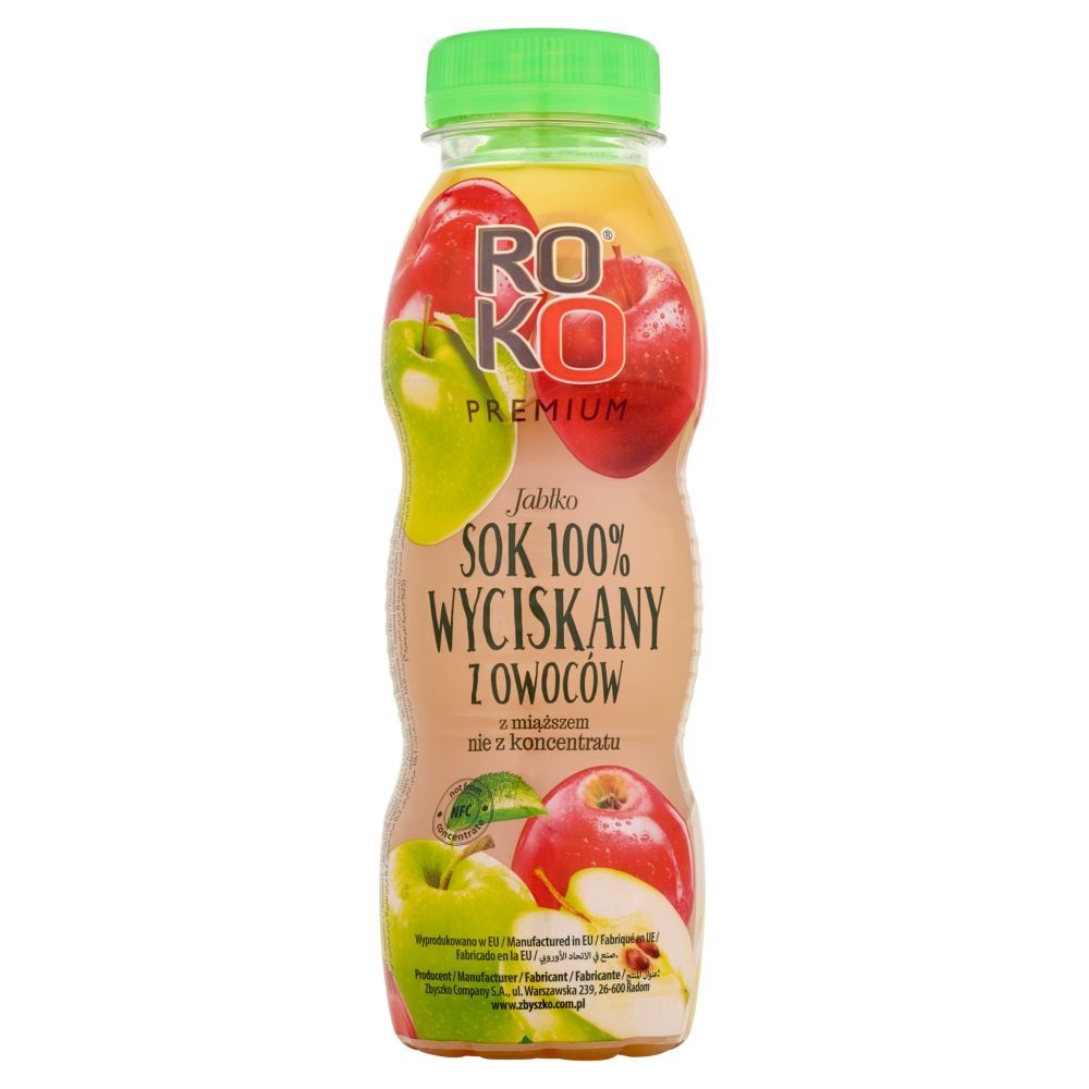 ROKO Premium Jabłko Sok 100% wyciskany z owoców 300 ml