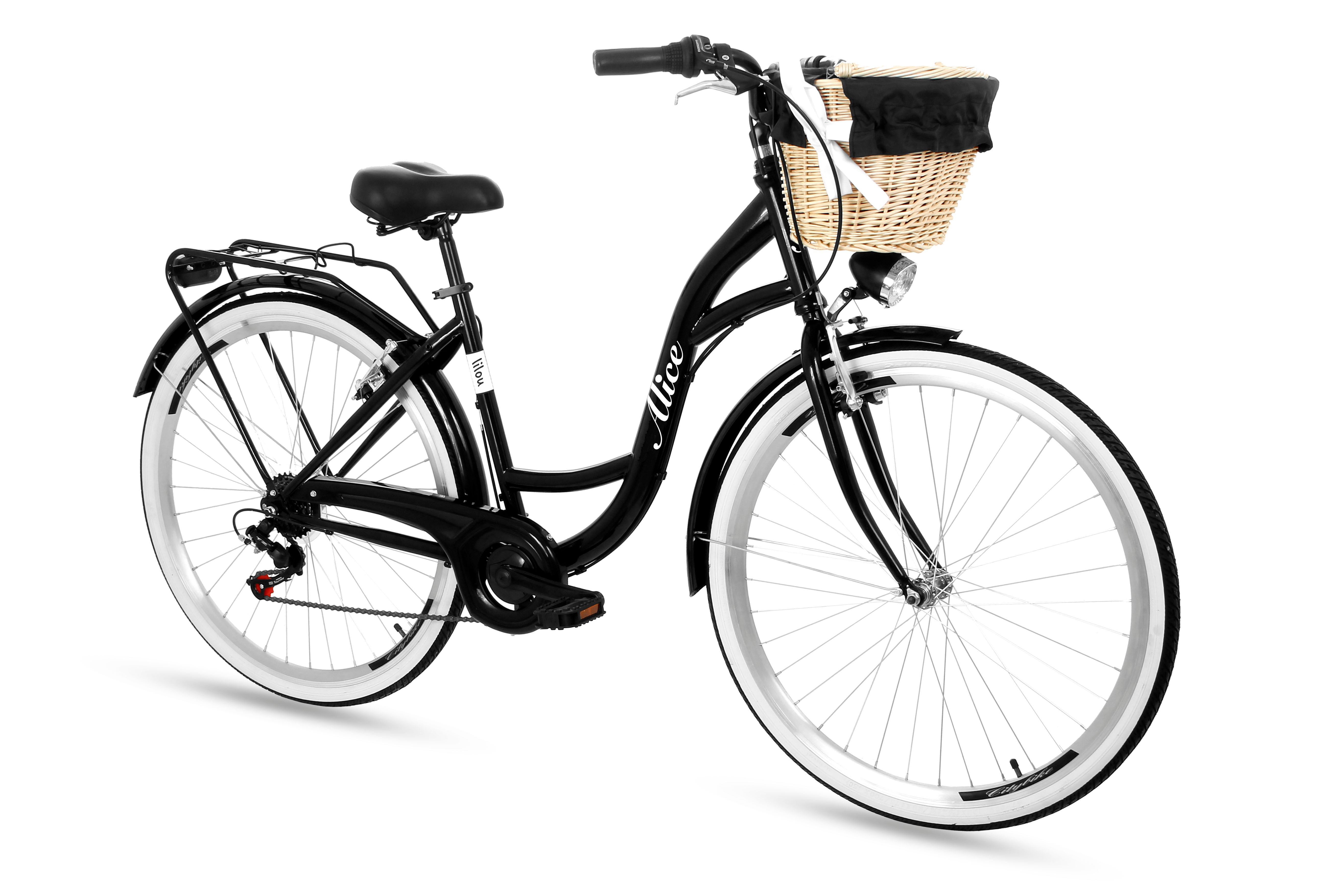 Rower green bike 28 ctb alu 6b lulou kosz wiklina + wkład kolorowe opony