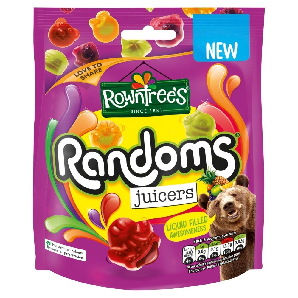 Rowntree's Randoms Juicers Mieszanka pianko-żelków o smaku owocowym 140 g