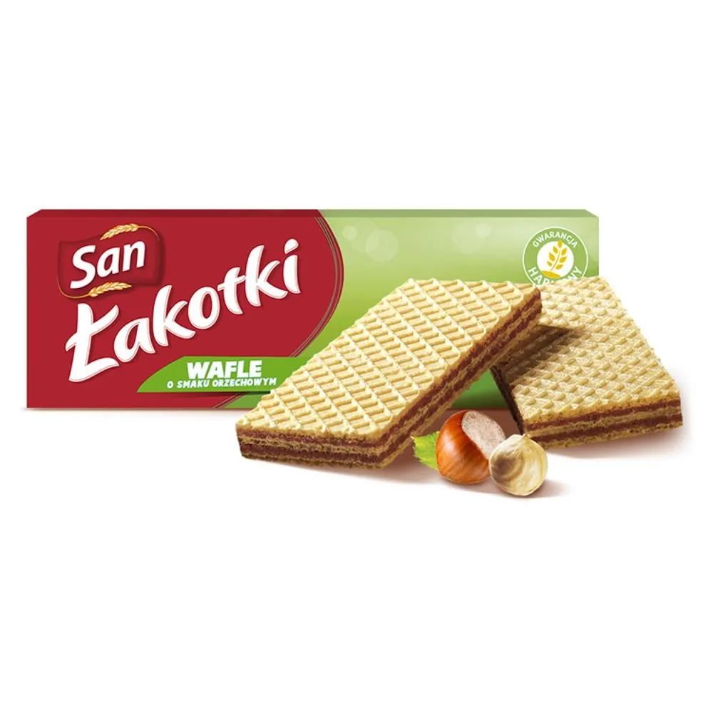 San Łakotki Wafle o smaku orzechowym 146 g