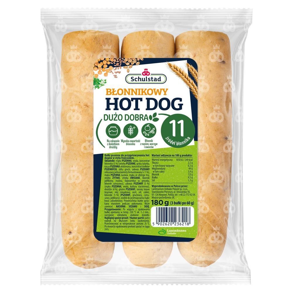 Schulstad Błonnikowy hot dog 180 g (3 x 60 g)