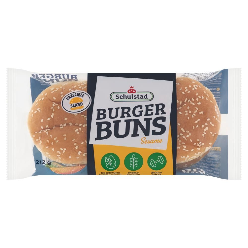 Schulstad Bułki pszenne do przygotowywania hamburgerów posypane nasionami sezamu 212 (4 x 53 g)