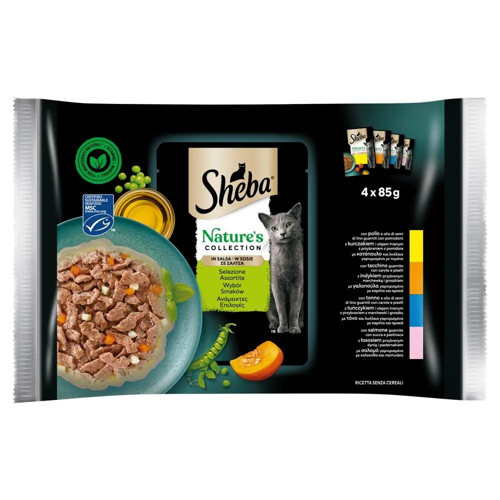 Sheba Nature's Collection Karma dla dorosłych kotów w sosie wybór smaków 340 g (4 x 85 g)
