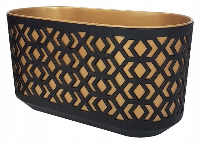 Skrzynka na Rośliny Lamela Aztek Czarny/Złoty 60 cm