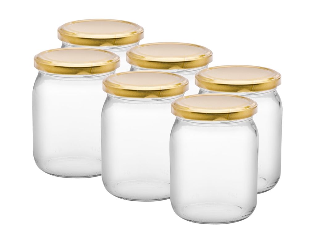 Komplet Słoików FLORENTYNA 500 ml Złota Nakrętka 6 szt.
