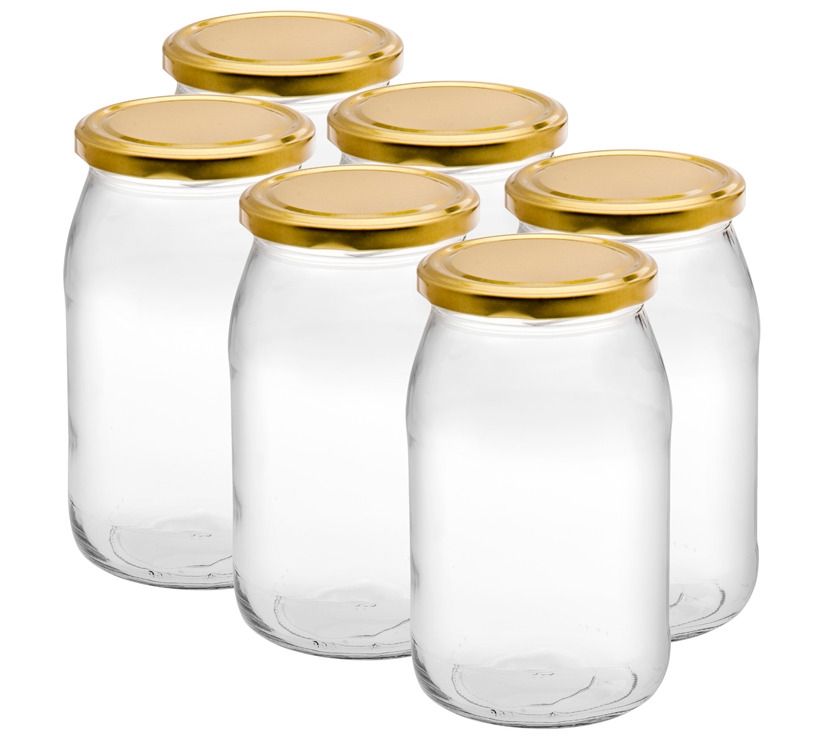 Komplet Słoików FLORENTYNA 900 ml Złota Nakrętka 6 szt.