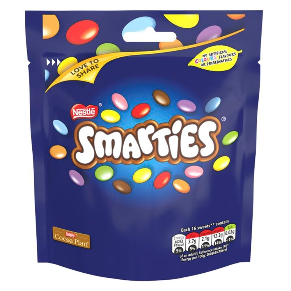 Smarties Mleczna czekolada w chrupiących cukrowych skorupkach 118 g