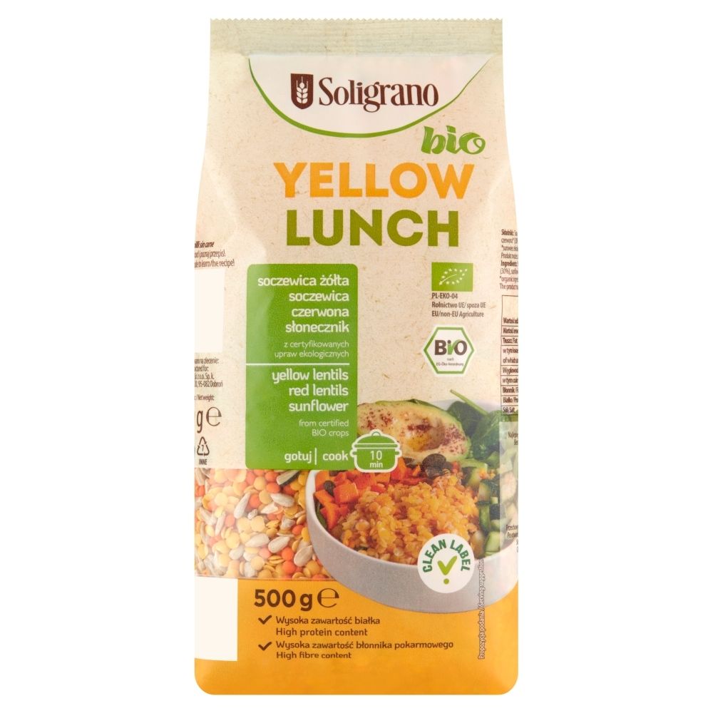 Soligrano Bio Yellow Lunch Soczewica żółta soczewica czerwona słonecznik 500 g