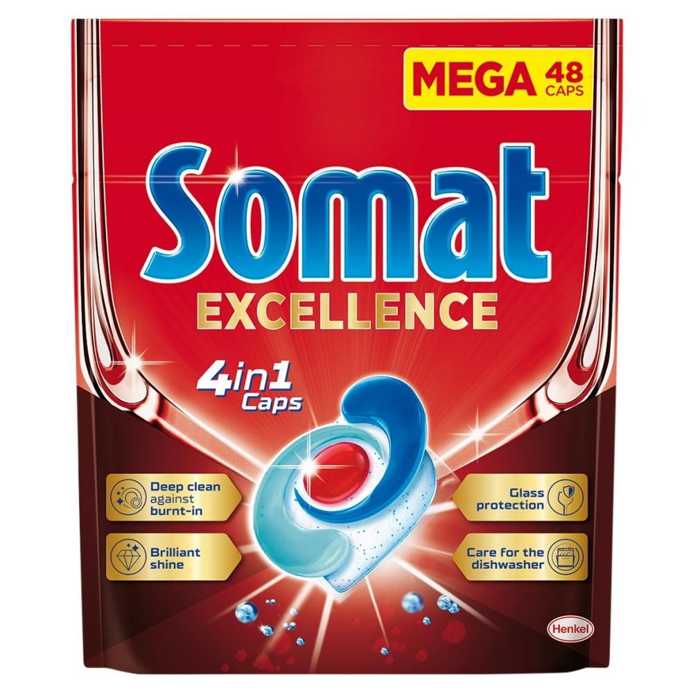 Somat Excellence 4 w 1 Caps Kapsułki do mycia naczyń w zmywarkach 912 g (48 sztuk)
