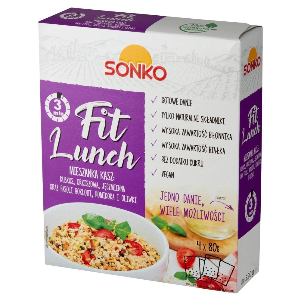Sonko Fit Lunch Mieszanka kasz kuskus orkiszowa jęczmienna 320 g (4 x 80 g)