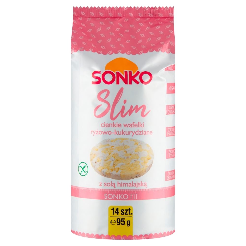 Sonko Slim Cienkie wafelki ryżowo-kukurydziane z solą himalajską 95 g (14 sztuk)