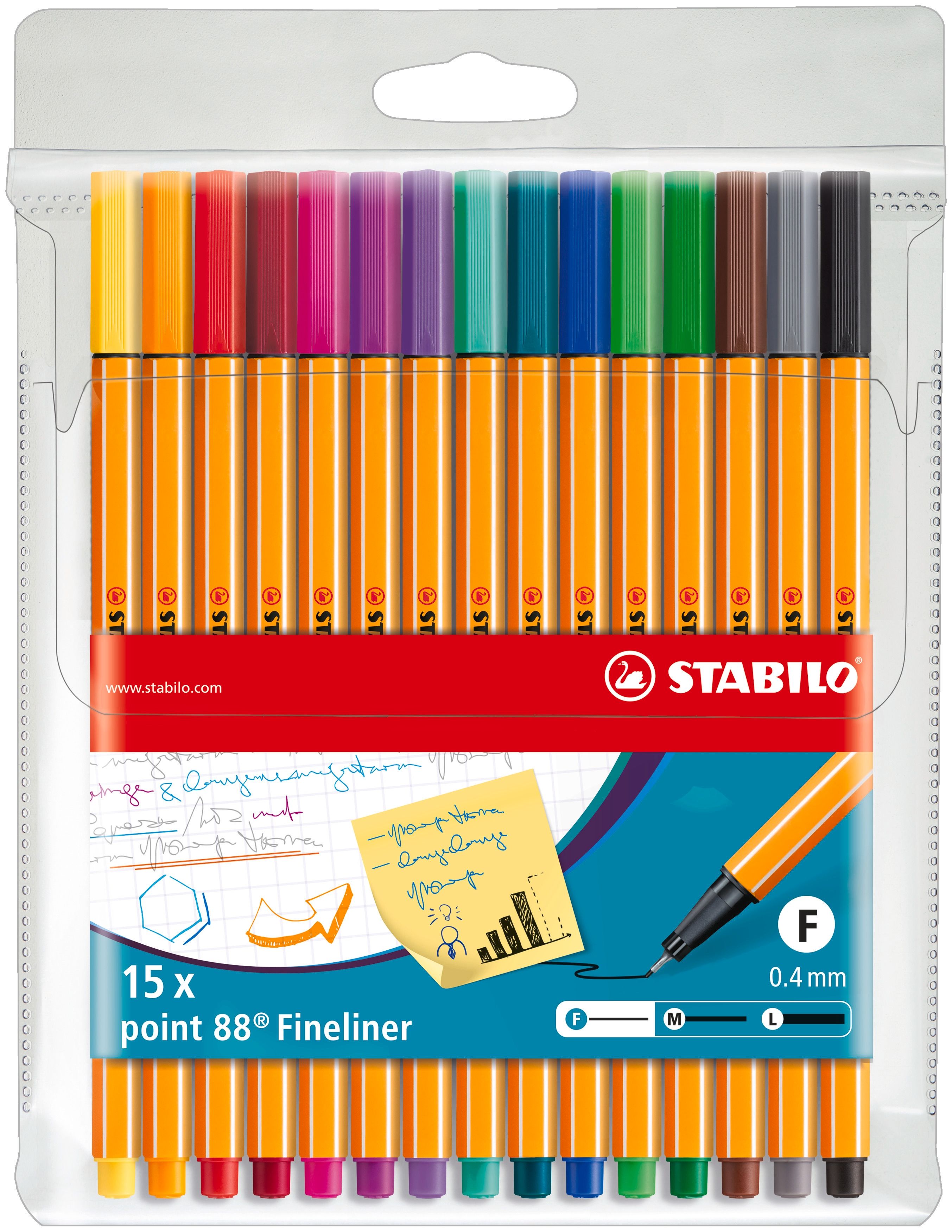 STABILO point 88 etui 10+5 szt. neon