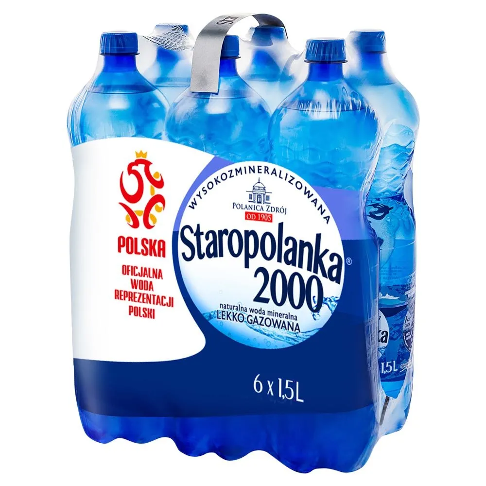 Staropolanka 2000 Naturalna woda mineralna wysokozmineralizowana lekko gazowana 6 x 1,5 l
