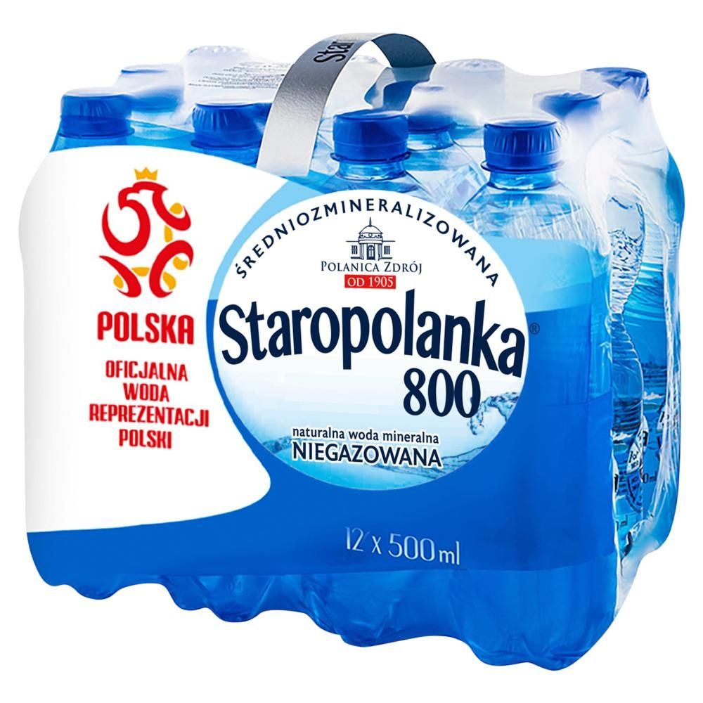 Staropolanka 800 Naturalna woda mineralna średniozmineralizowana niegazowana 12 x 500 ml