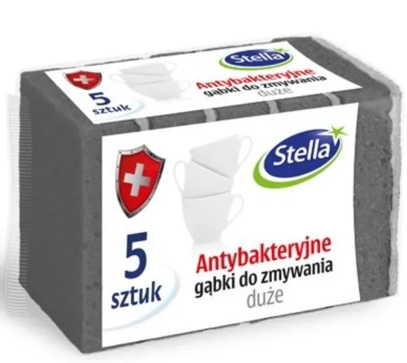 STELLA GĄBKI DO ZMYWANIA  ANTYBAKTERYJNE 5SZT