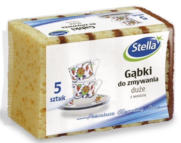 STELLA GĄBKI DO ZMYWANIA Z MIEDZIĄ DUŻE 5SZT