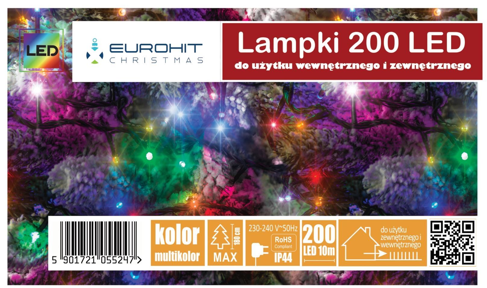 Świąteczne Lampki 200 Led Eurohit Zewnętrzne Multicolor
