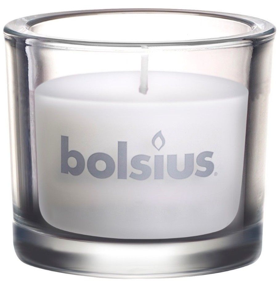 Świeca BOLSIUS Świeca w grubym szkle Biała 103621880305