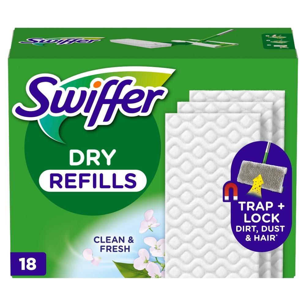 Swiffer Ściereczki do zbierania kurzu z podłóg, wkłady wymienne x18, przyciągają i zatrzymują kurz