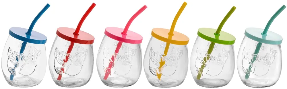 Szklanka FLORENTYNA Fresh ze słomką 400 ml (mix) 3S4040