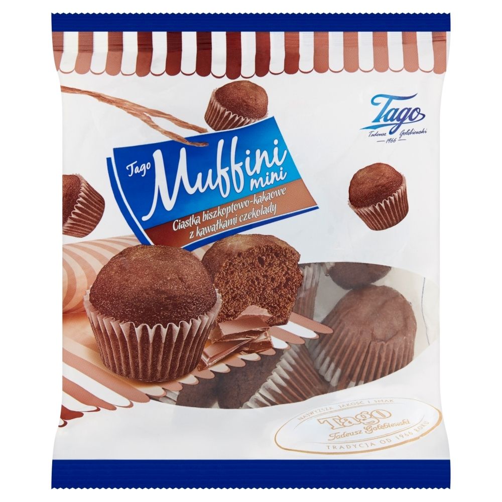 Tago Muffini Mini Ciastka biszkoptowo-kakaowe z kawałkami czekolady 176 g