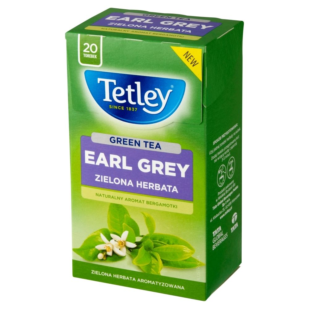 Tetley Green Tea Earl Grey Zielona herbata 40 g (20 x 2 g)