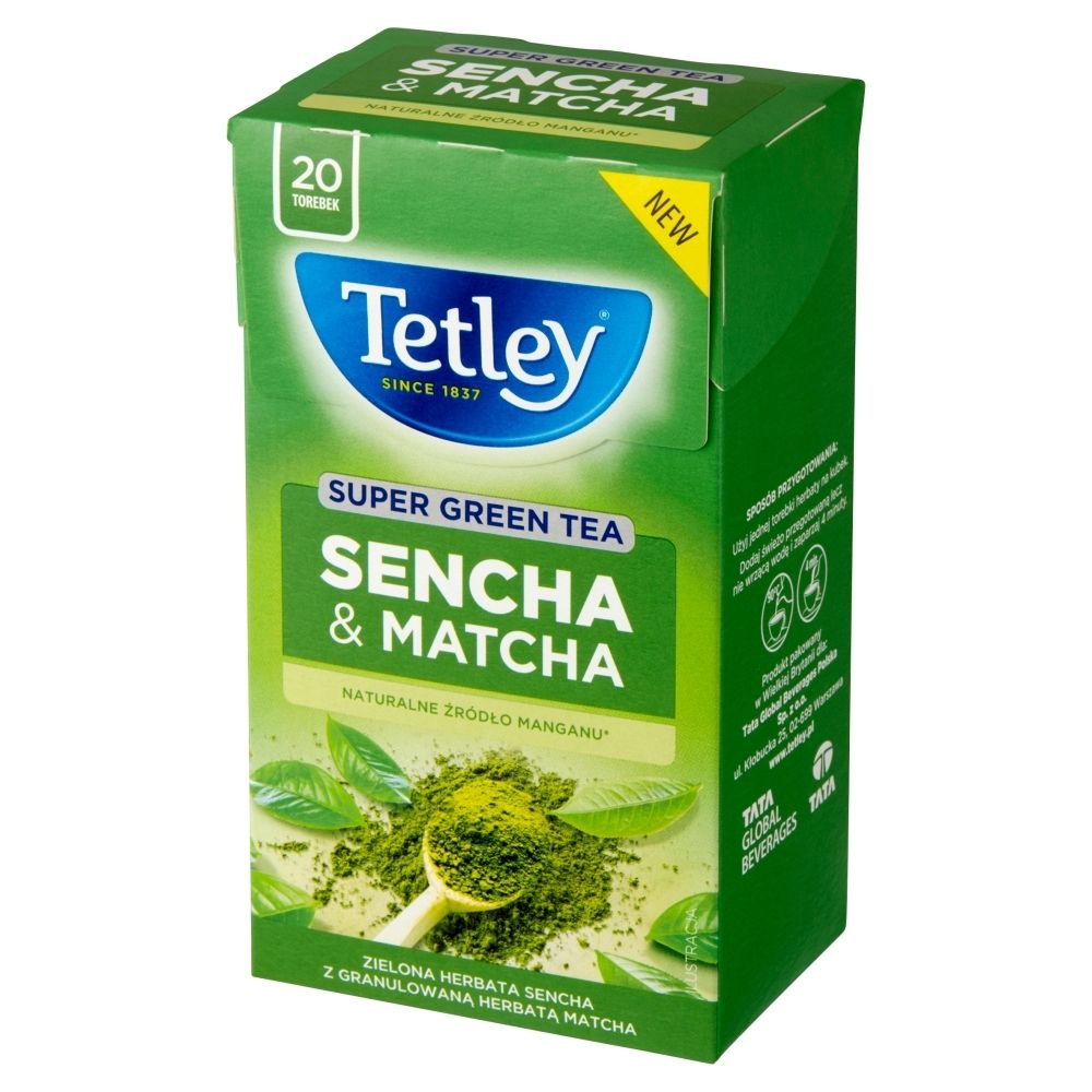 Tetley Super Green Tea Sencha & Matcha Zielona herbata 42 g (20 x 2,1 g)