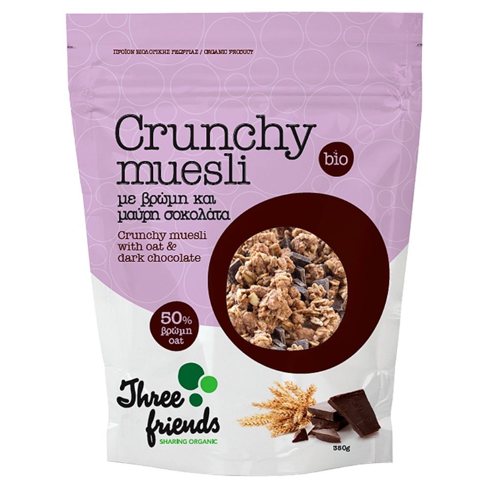 Three Friends Musli crunchy z owsem i ciemną czekoladą BIO 350 g