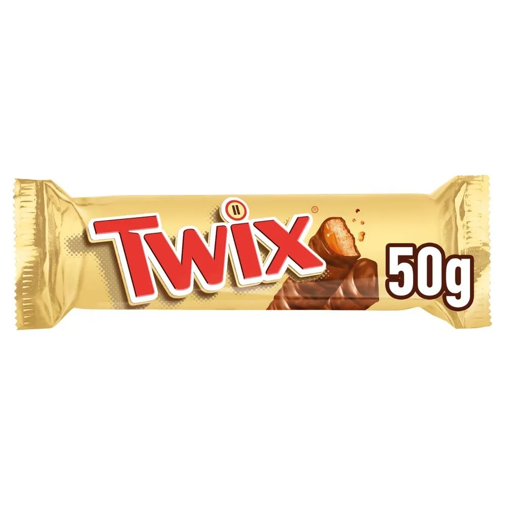 Twix Ciasteczka oblane karmelem i mleczną czekoladą 50 g (2 x 25 g)