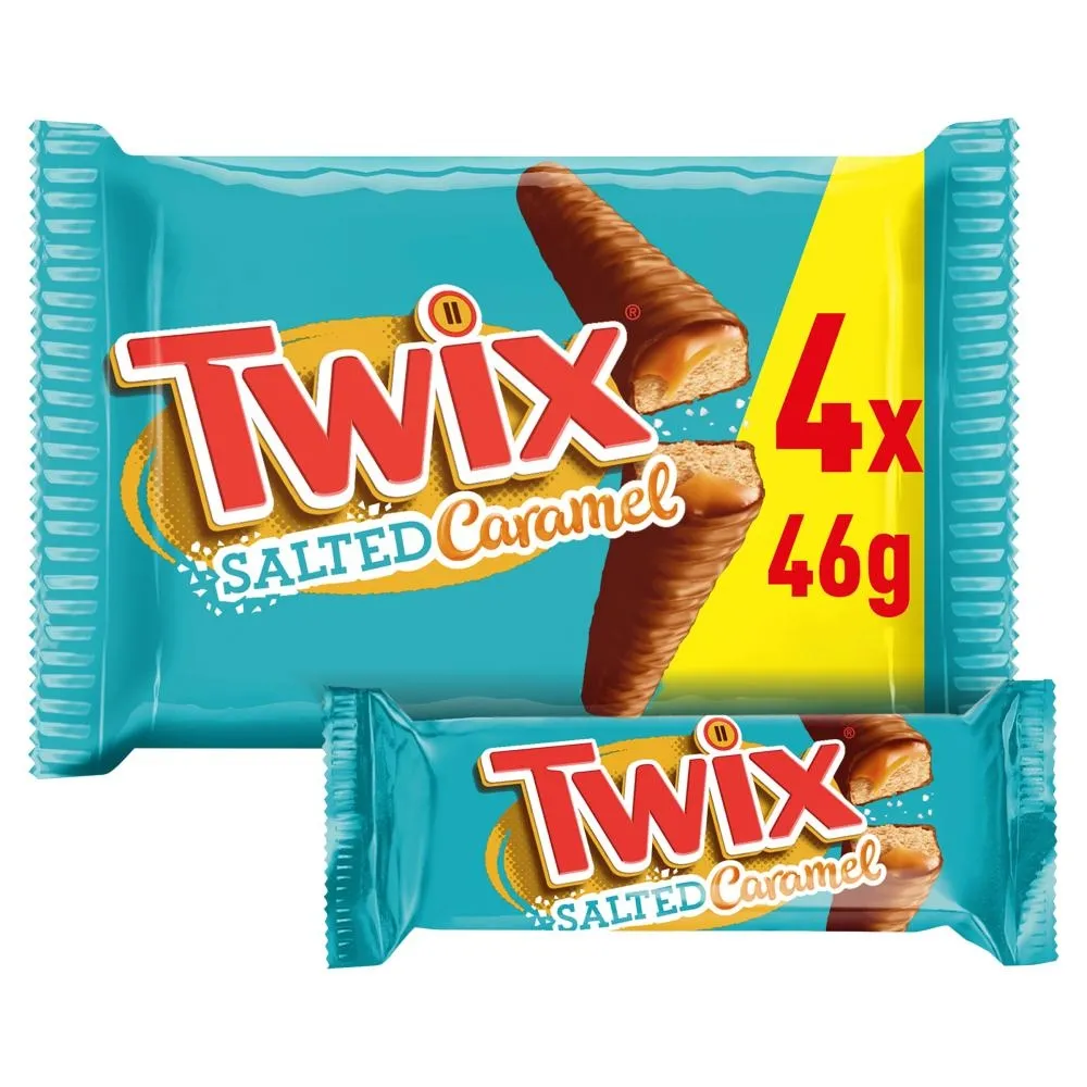 Twix Salted Caramel Ciasteczka oblane słonym karmelem i mleczną czekoladą 184 g (4 x (2 x 23 g))