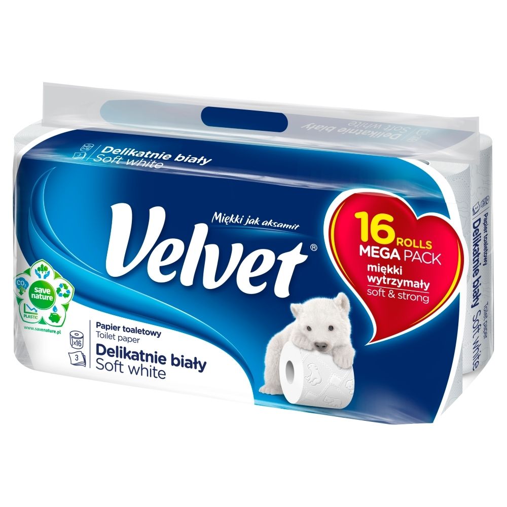 Velvet Delikatnie Biały Papier toaletowy 16 rolek
