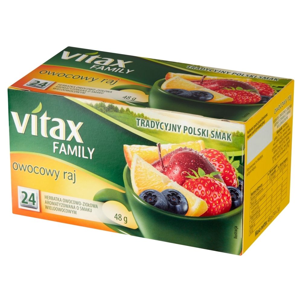 Vitax Family Herbatka owocowo-ziołowa aromatyzowana o smaku wieloowocowym 48 g (24 x 2 g)