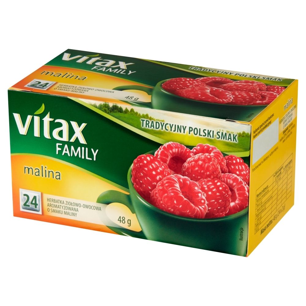 Vitax Family Herbatka ziołowo-owocowa aromatyzowana o smaku maliny 48 g (24 x 2 g)