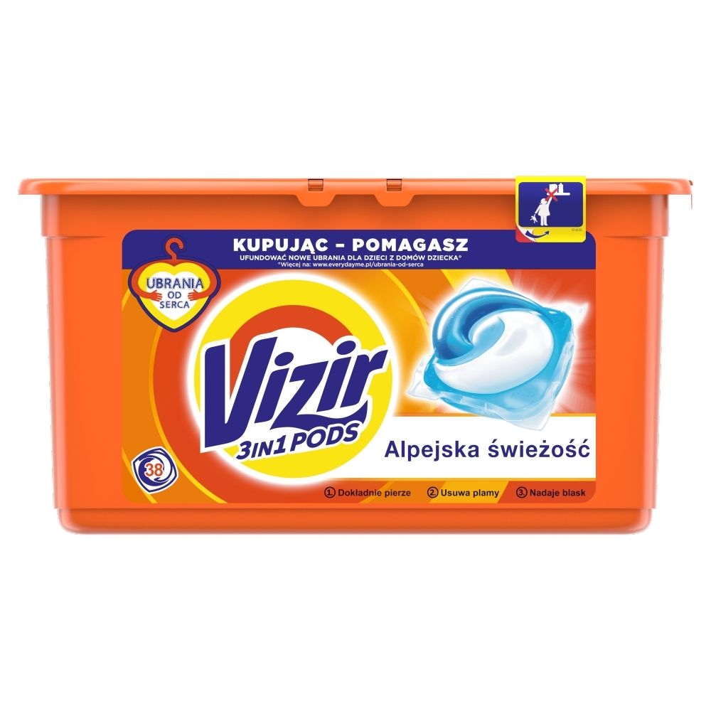 Vizir Alpine Fresh Kapsułki do prania, działanie Allin1, 38 prań