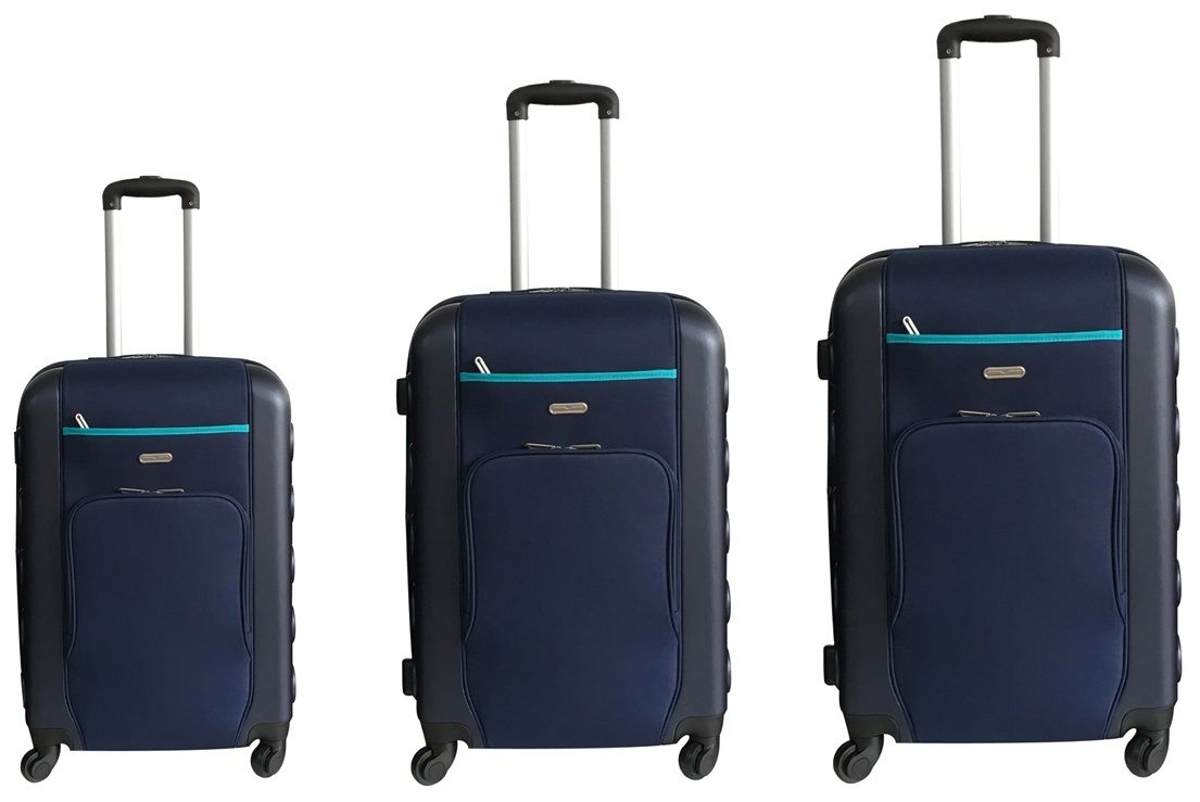 Walizki CARREFOUR Zestaw 3 walizek na kółkach 55/65/74 cm Granatowy BOX4WHYNNAVY