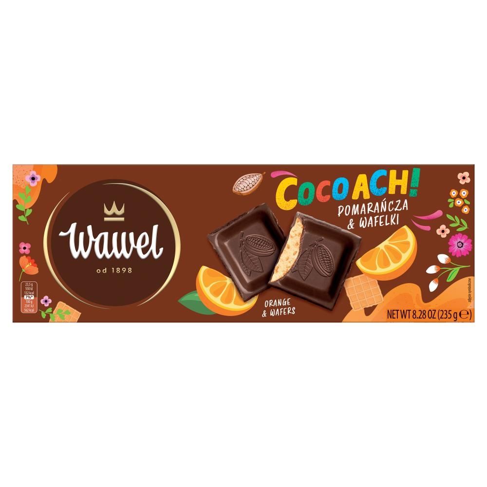 Wawel CocoAch! Tabliczka kakaowa z nadzieniem pomarańcza & wafelki 235 g