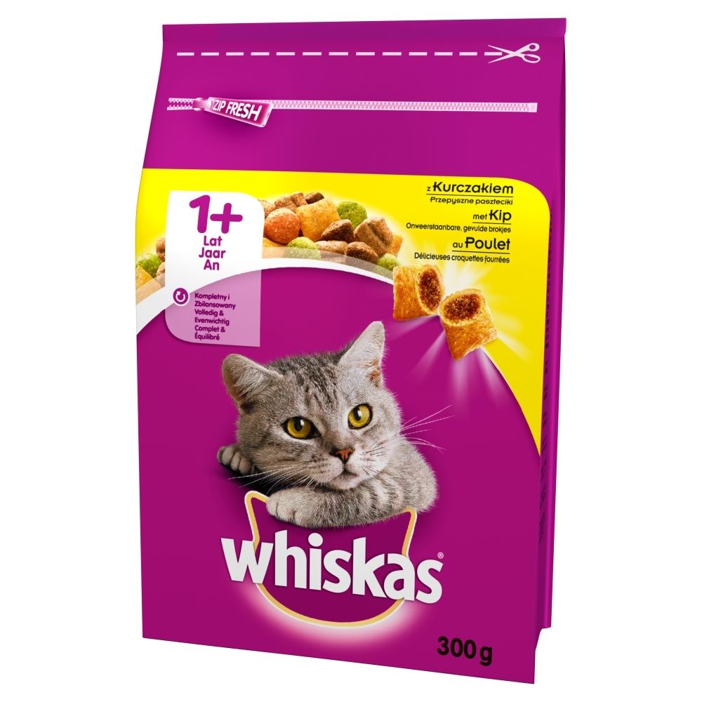 Whiskas 1+ lat Karma pełnoporcjowa przepyszne paszteciki z kurczakiem 300 g