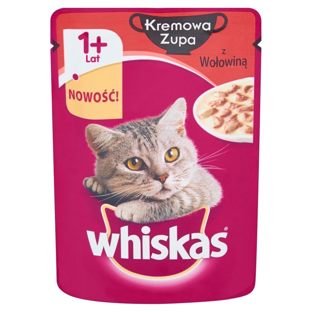 Whiskas Kremowa Zupa z Wołowiną Karma pełnoporcjowa 1+ lat 85 g