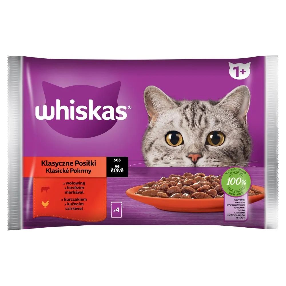 Whiskas Mokra karma dla kotów klasyczne posiłki sos 340 g (4 x 85 g)