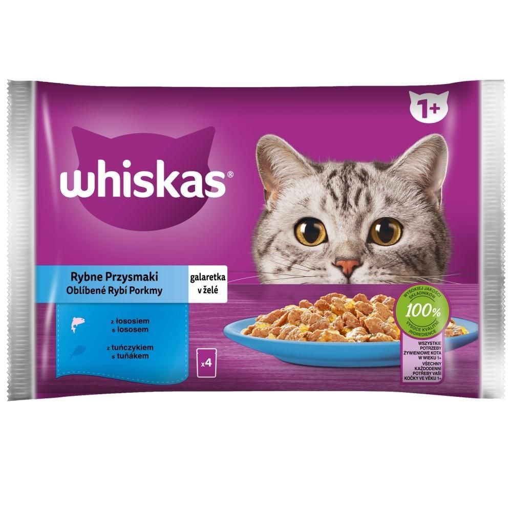 Whiskas Mokra karma dla kotów rybne przysmaki galaretka 340 g (4 x 85 g)