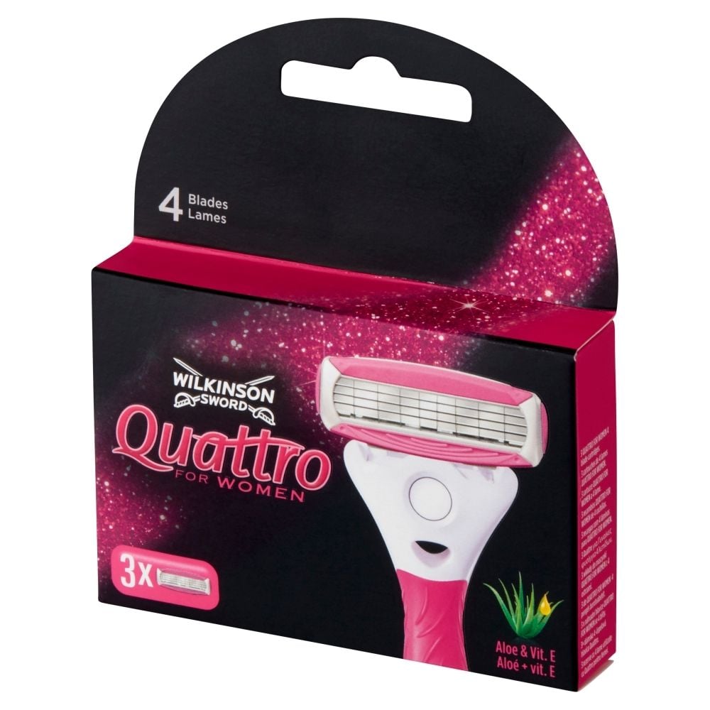 Wilkinson Sword Quattro For Women Wkłady do maszynki z 4 ostrzami dla kobiet 3 sztuki