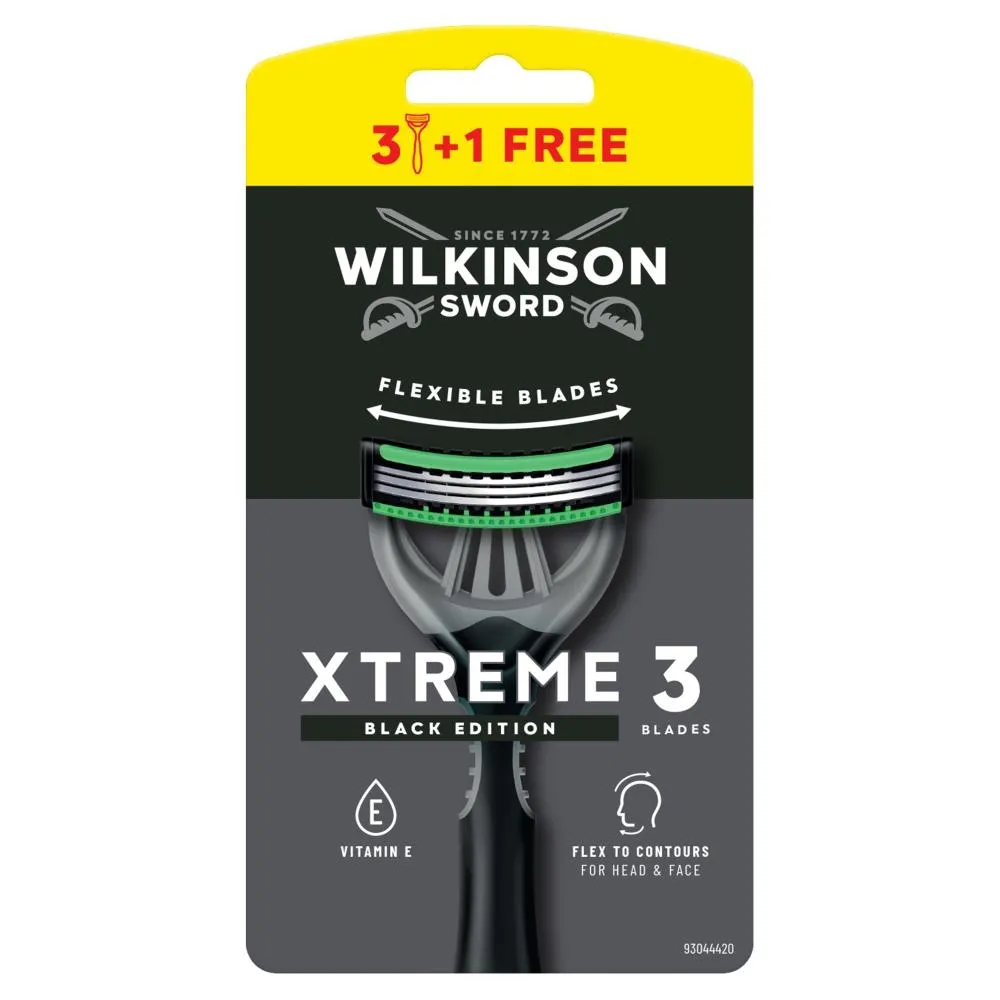 Wilkinson Sword Xtreme 3 Black Edition Maszynka do golenia z 3 ostrzami 4 sztuki