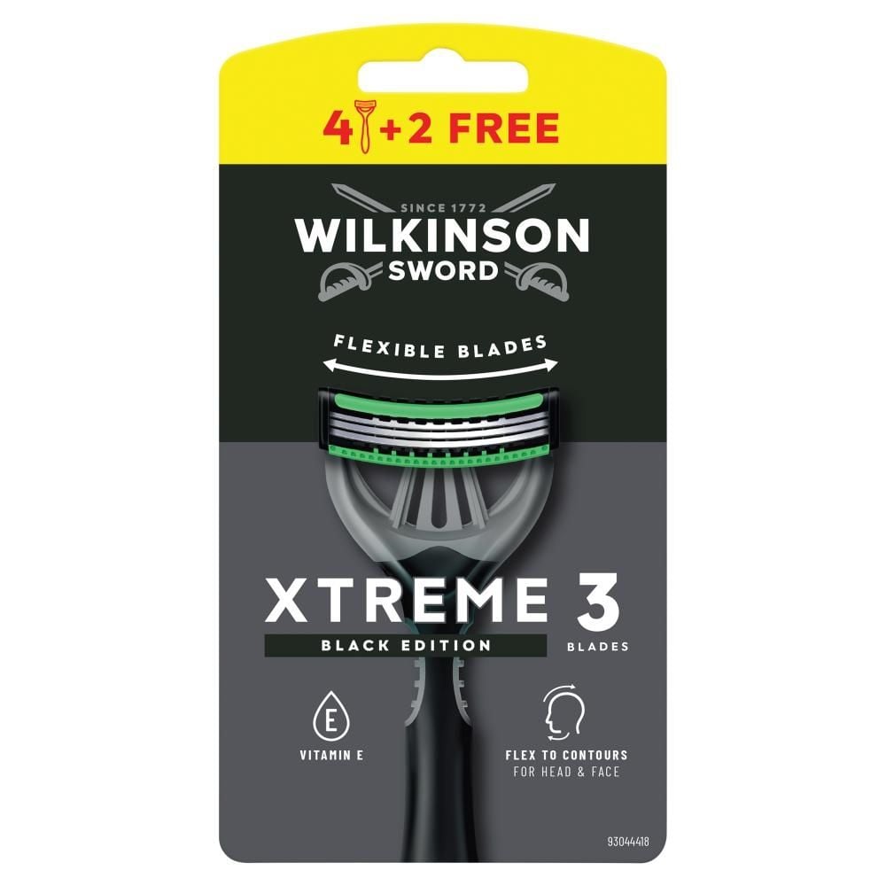 Wilkinson Sword Xtreme 3 Black Edition Maszynka do golenia z 3 ostrzami 6 sztuk
