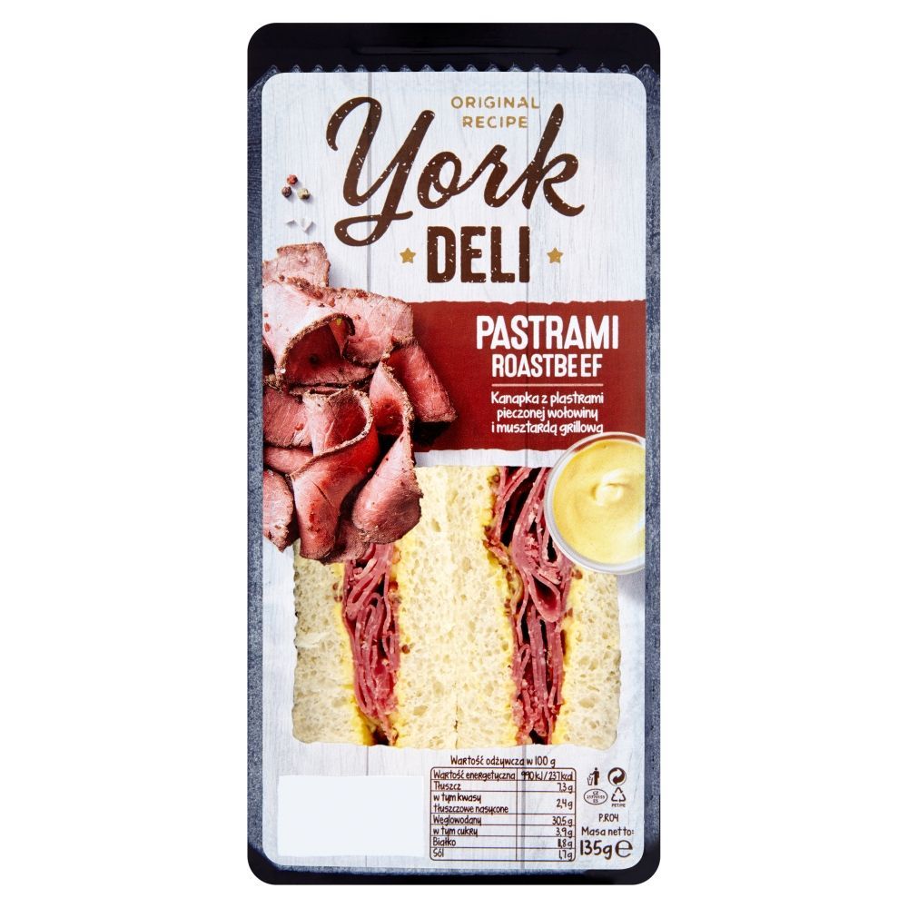 York Deli Kanapka z plastrami pieczonej wołowiny i musztardą grillową 135 g