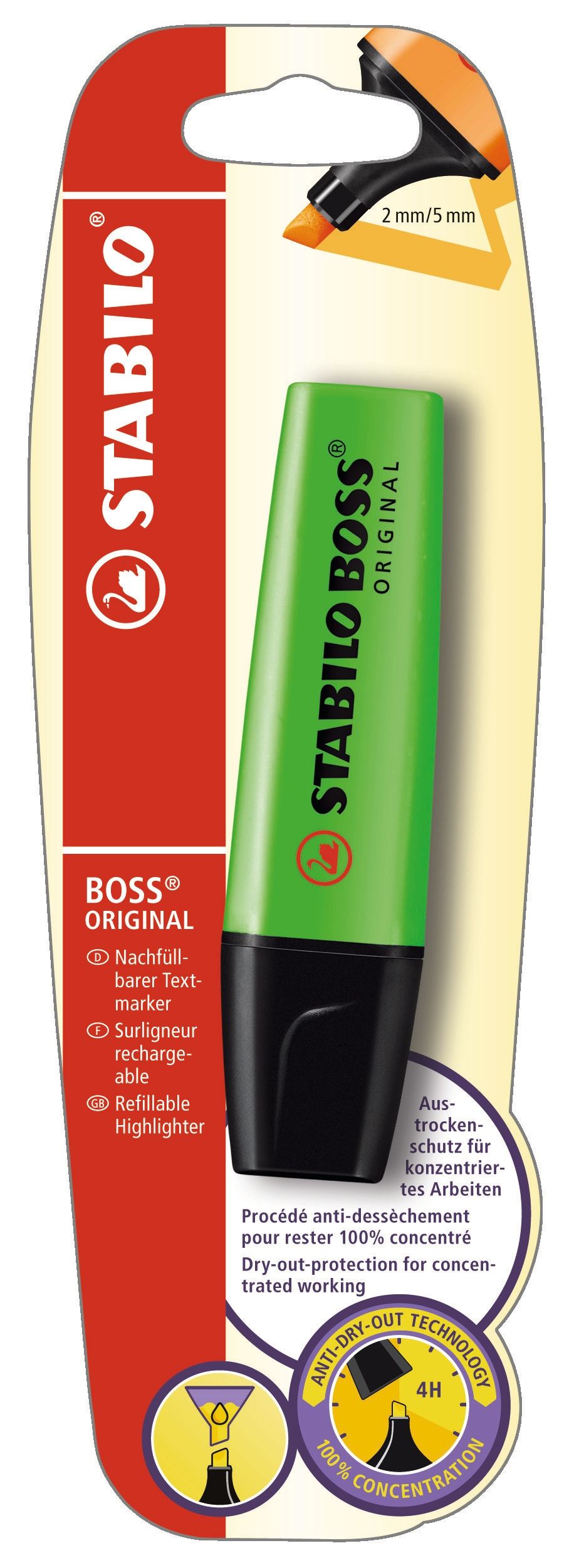 Zakreślacz STABILO BOSS zielony blister 1 szt.