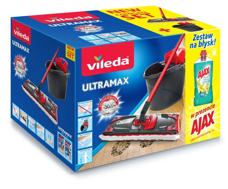 Zestaw mop VILEDA Ultramax Box + Płyn Ajax 1l