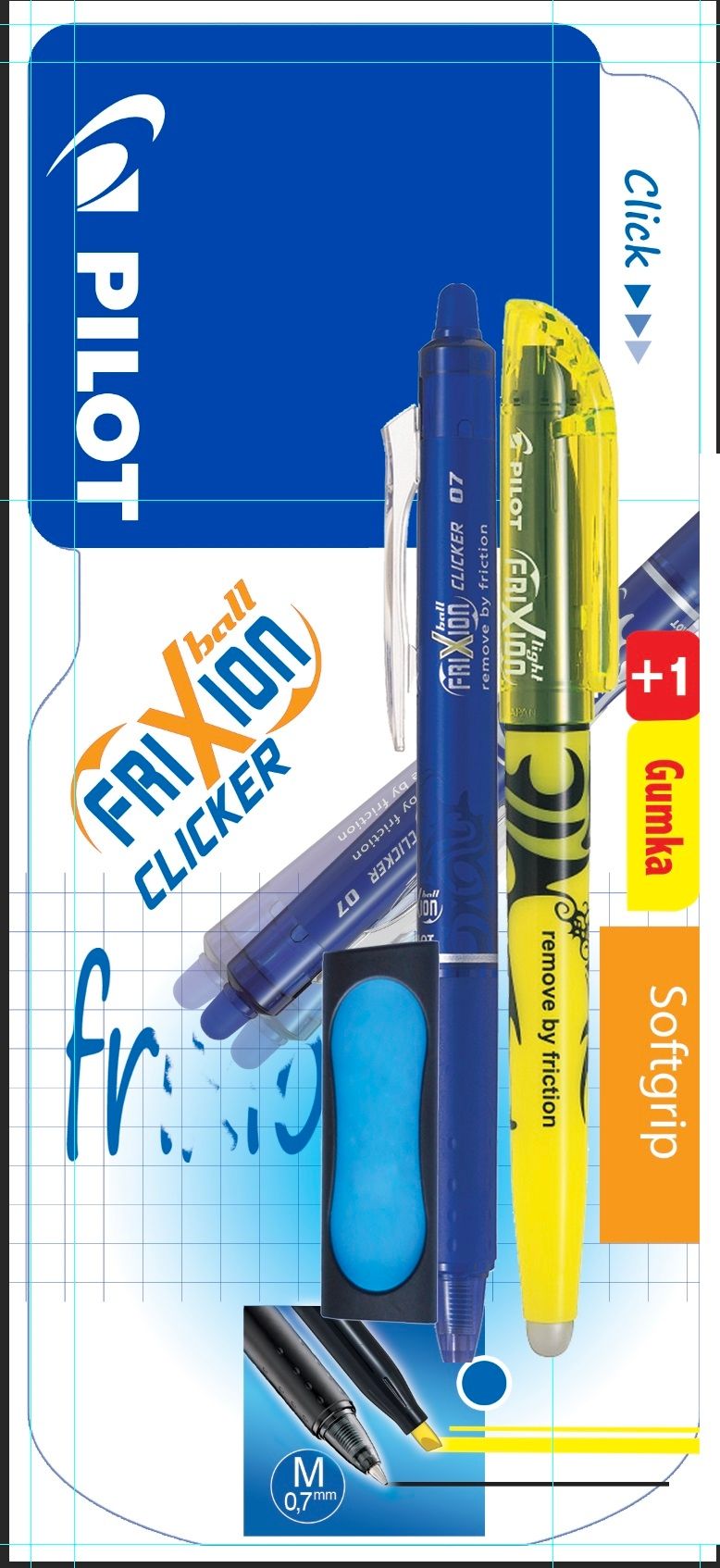 Zestaw PILOT Frixion Ball Clicker + Zakreślacz + Gumka