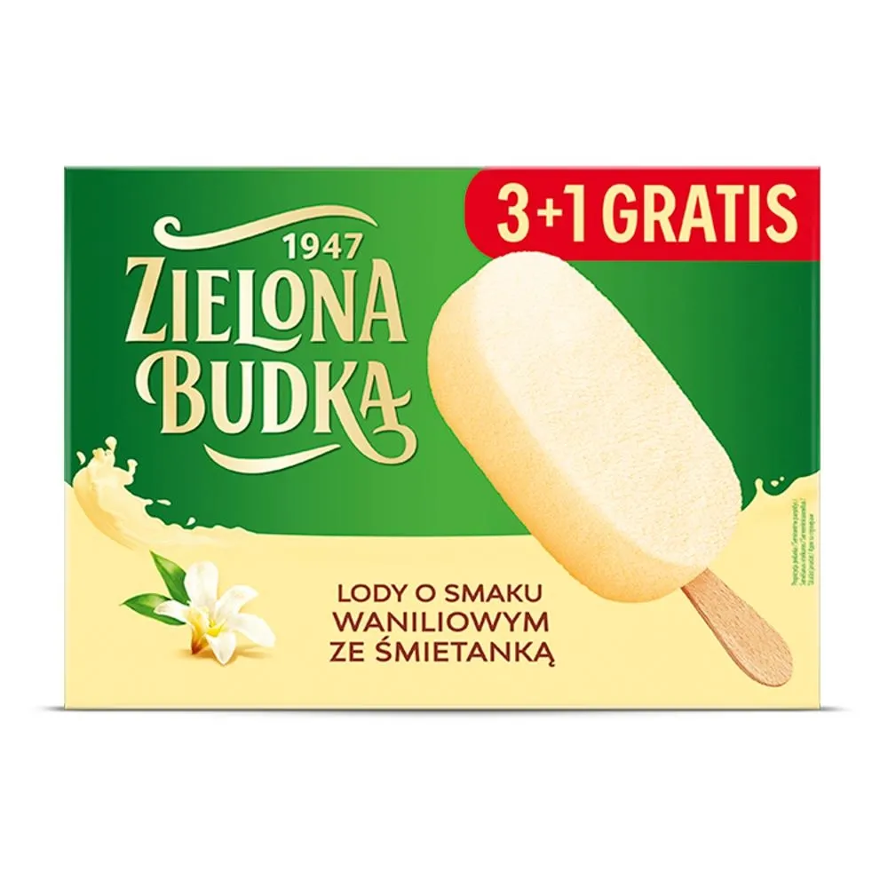 Zielona Budka Lody o smaku waniliowym ze śmietanką 360 ml (4 sztuki)