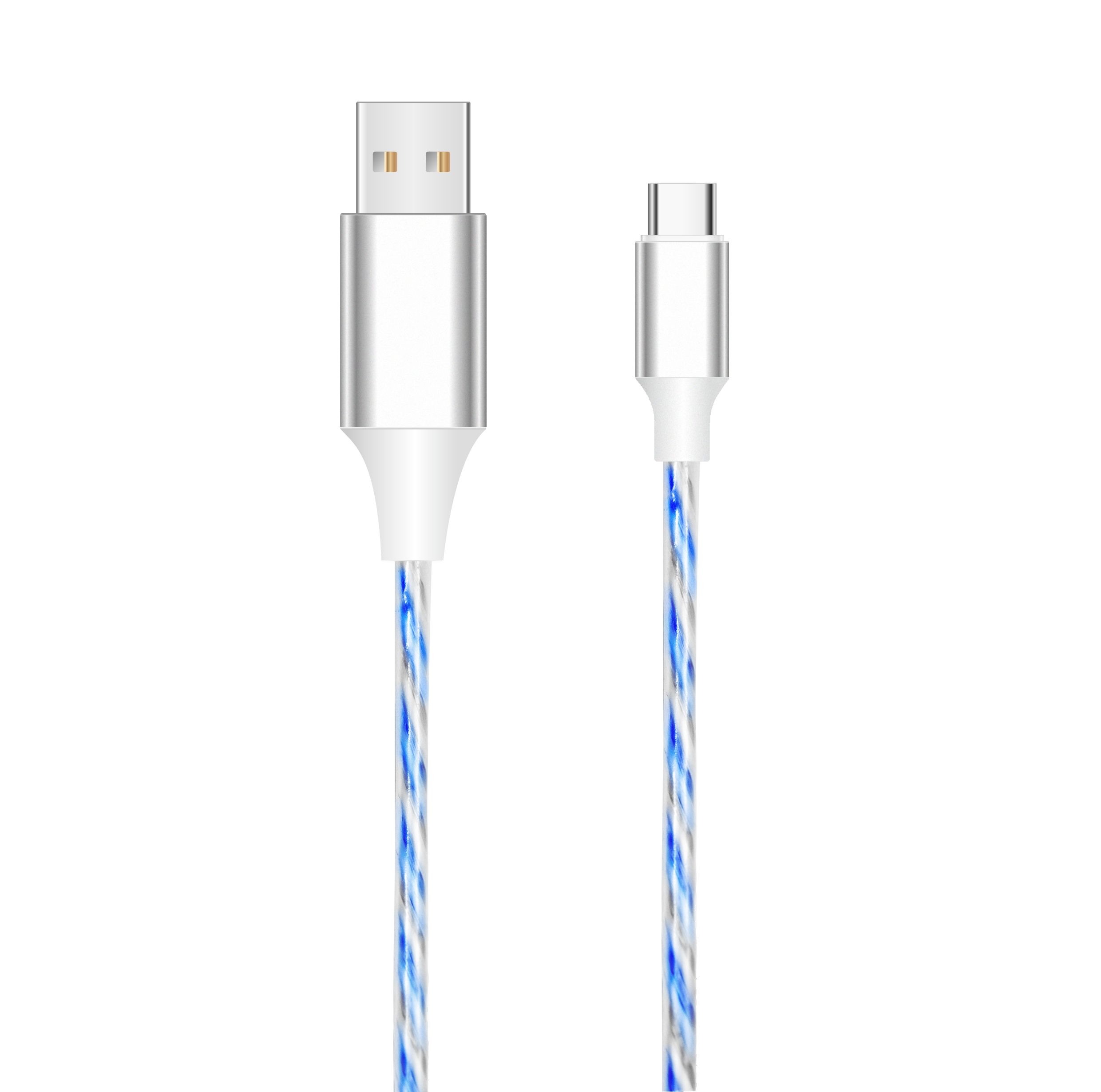 Zjawiskowy świecący Kabel USB C oplot 1m ładowanie 2,4A
